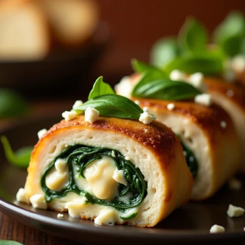 Best Rolled Chicken with Feta and Spinach