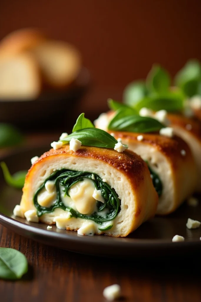Best Rolled Chicken with Feta and Spinach