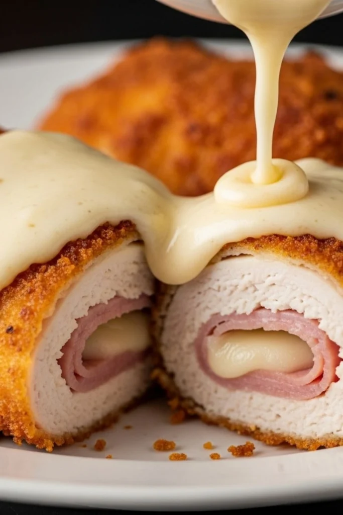 Best Chicken Cordon Bleu with Swiss Cheese Sauce