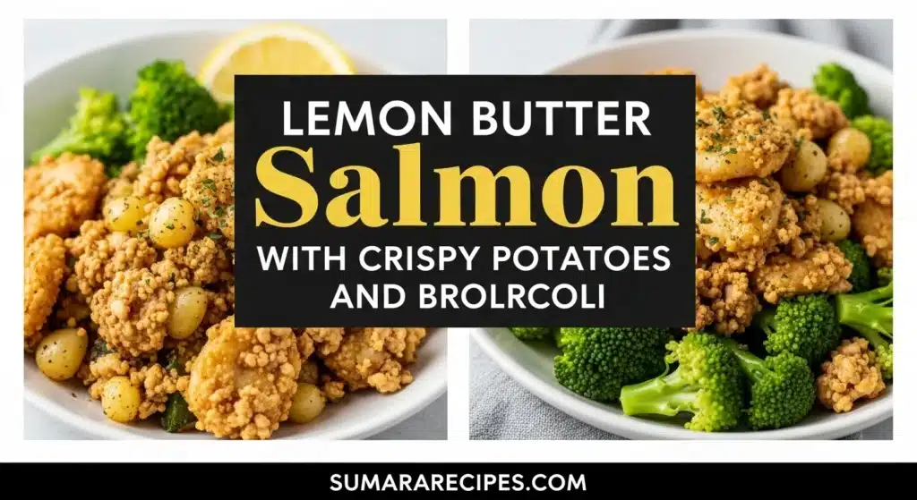 Lemon Butter Salmon with Crispy Potatoes and Broccoli recipe