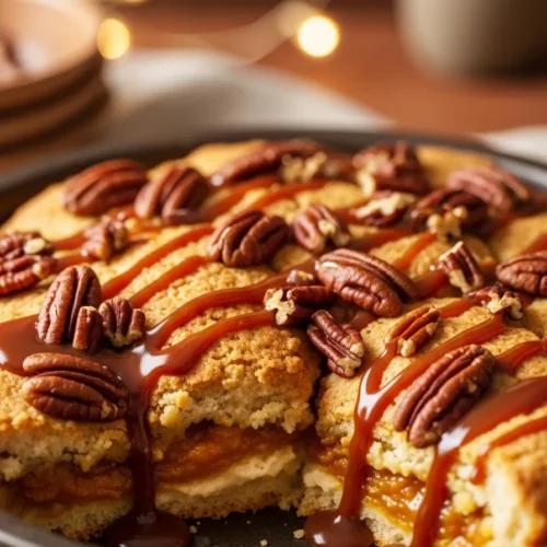 Caramel Pumpkin Cobbler with Pecans