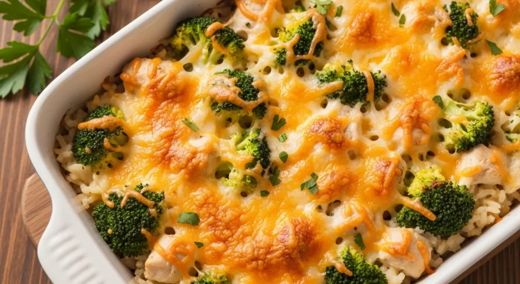 Cheesy Broccoli Chicken and Rice Casserole