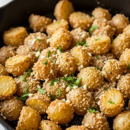 Crispy Garlic Parmesan Crusted Potatoes