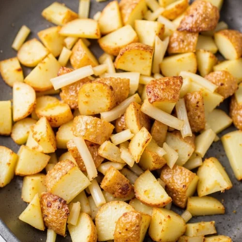 Crispy Oven Fried Potatoes and Onions
