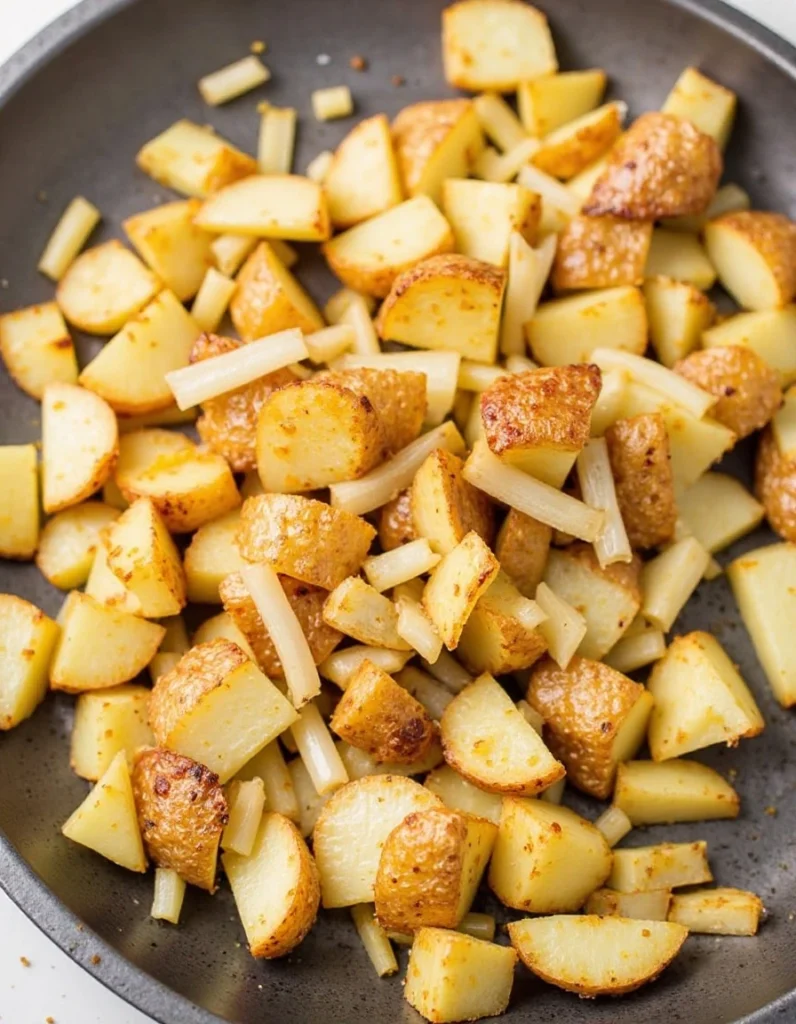 Crispy Oven Fried Potatoes and Onions