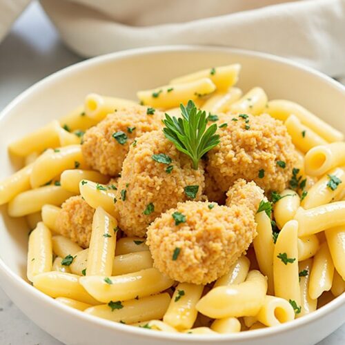 Garlic Butter Chicken Bites with Creamy Pasta
