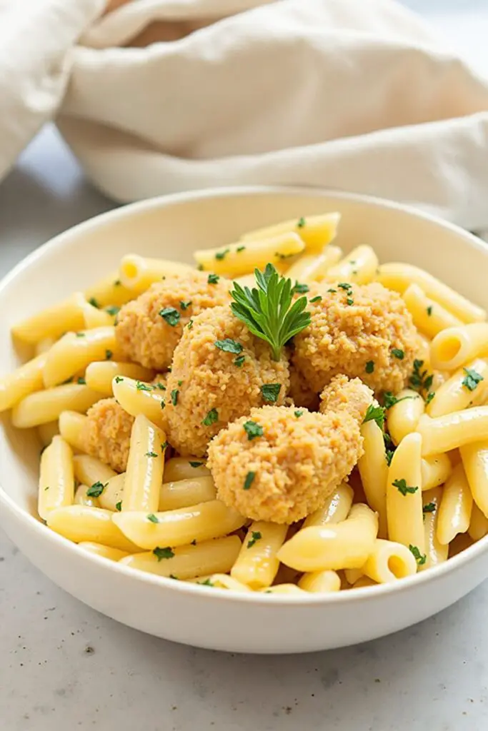 Garlic Butter Chicken Bites with Creamy Pasta