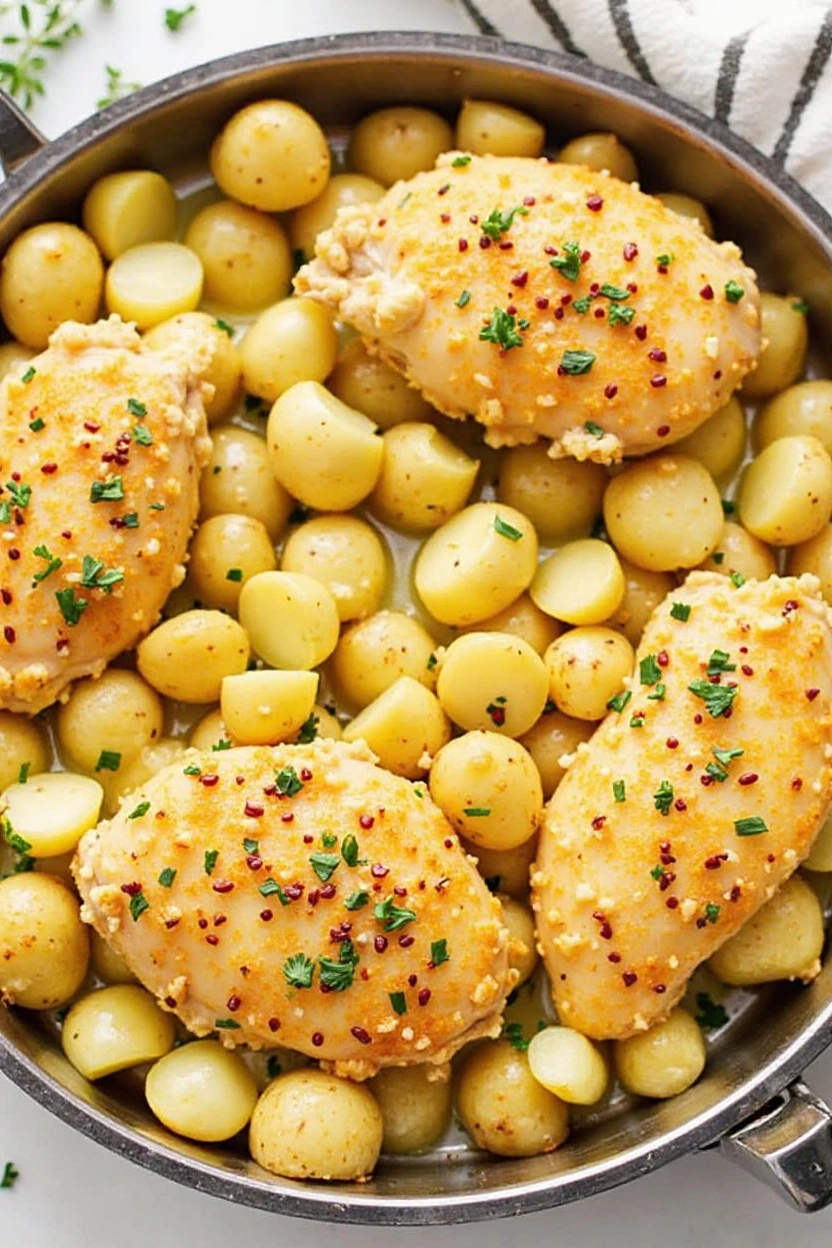 Garlic Butter Chicken and Potatoes Skillet
