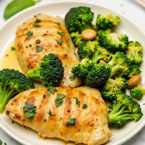 Garlic Chicken with Broccoli and Spinach