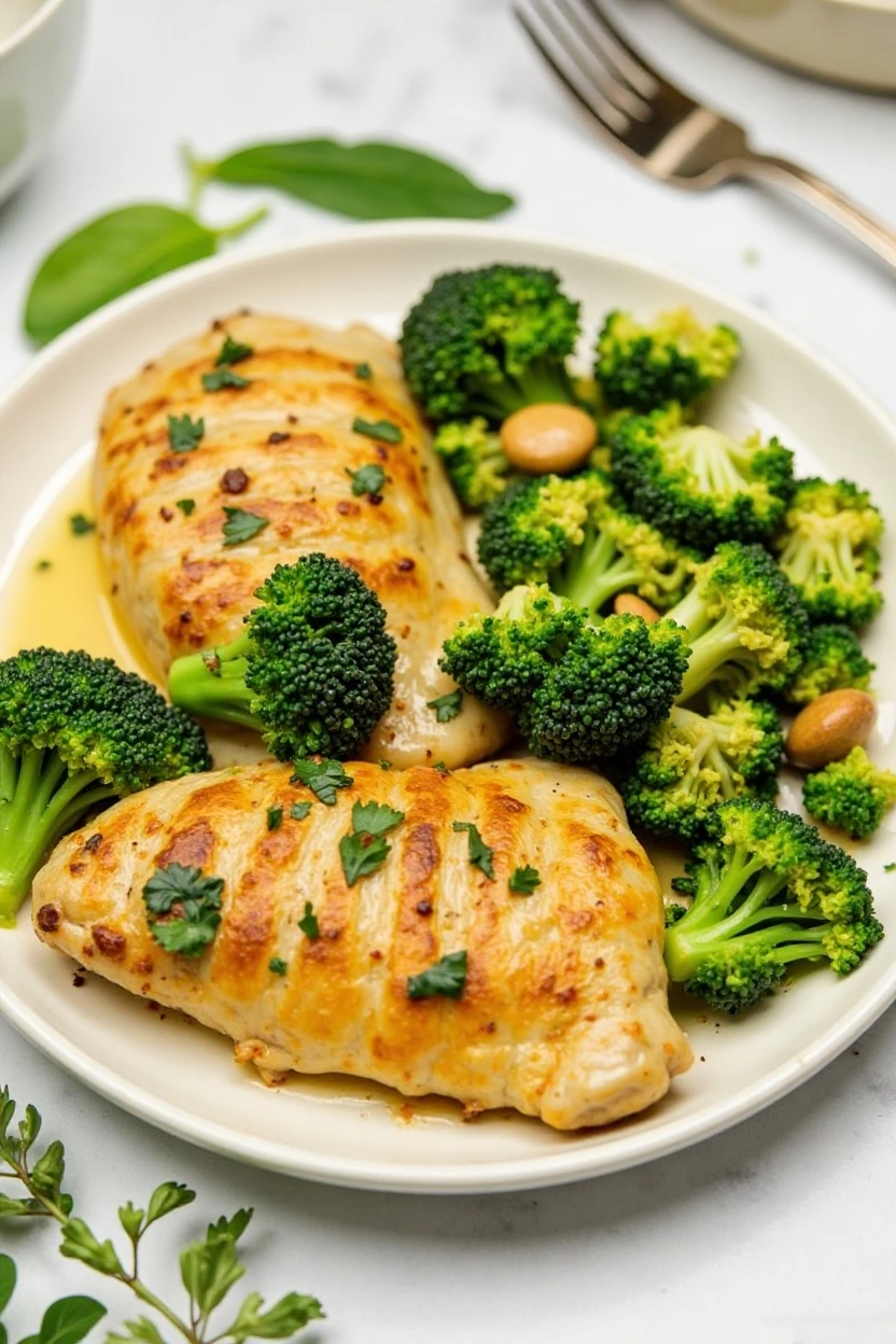 Garlic Chicken with Broccoli and Spinach