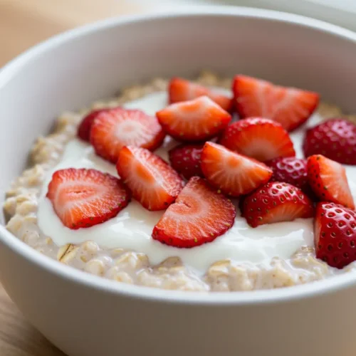 Strawberries and Cream Overnight Oats Recipe