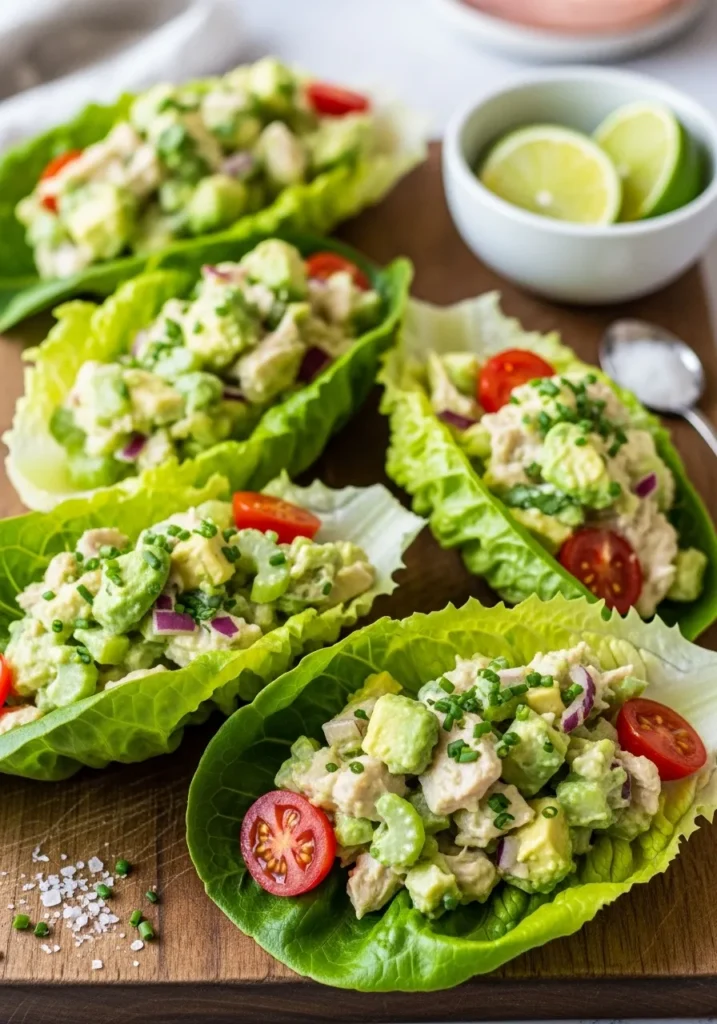 Avocado Chicken Salad Lettuce Wraps