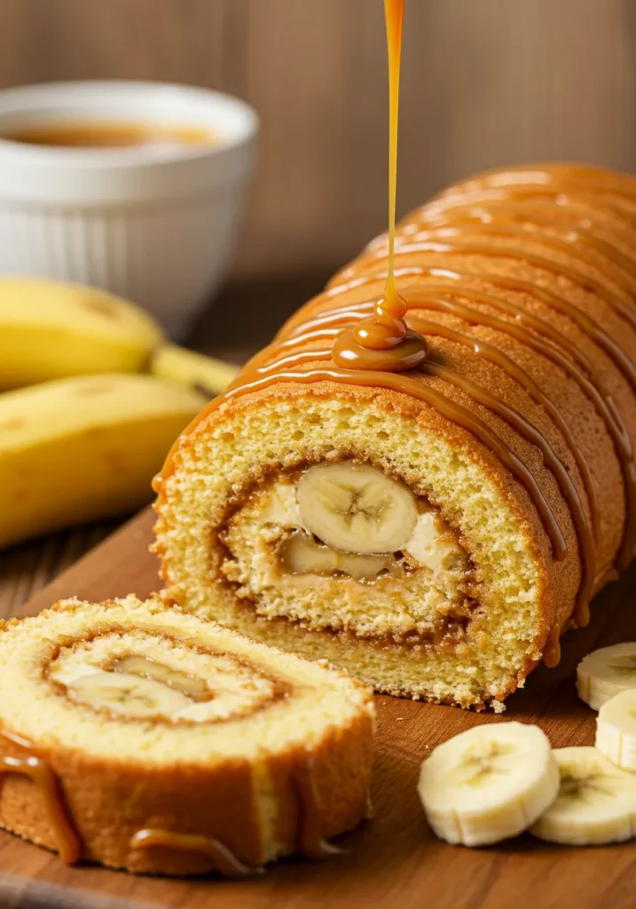 Caramel Banana Cake Roll Recipe