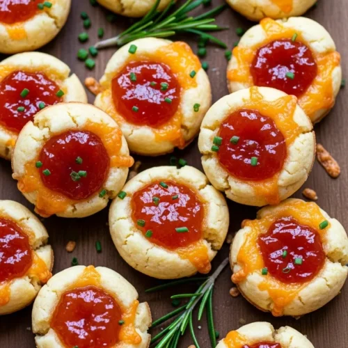 Cheesy Thumbprint Appetizers with Hot Pepper Jelly