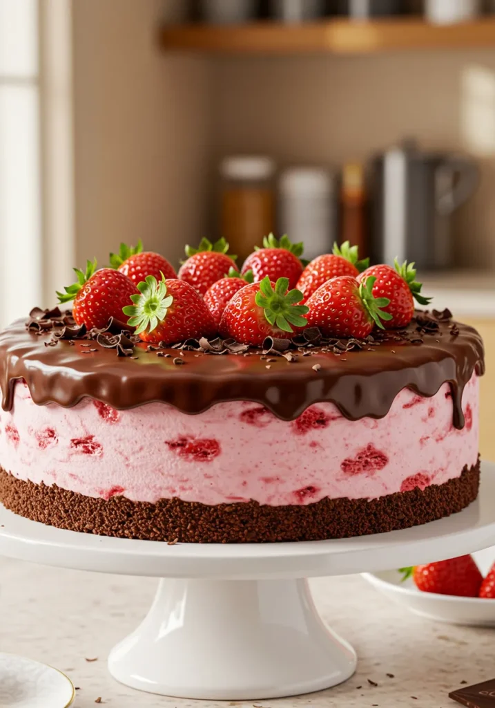 Chocolate Covered Strawberry Ice Cream Cake Recipe
