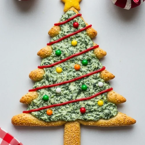 Christmas Tree Spinach Dip Breadsticks