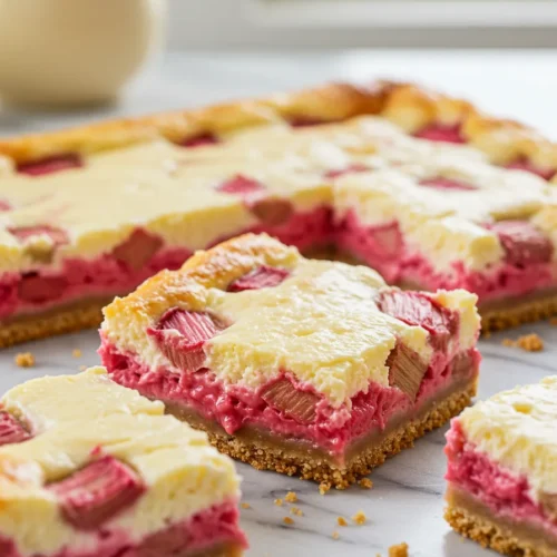 Creamy Rhubarb Cheesecake Bars Recipe