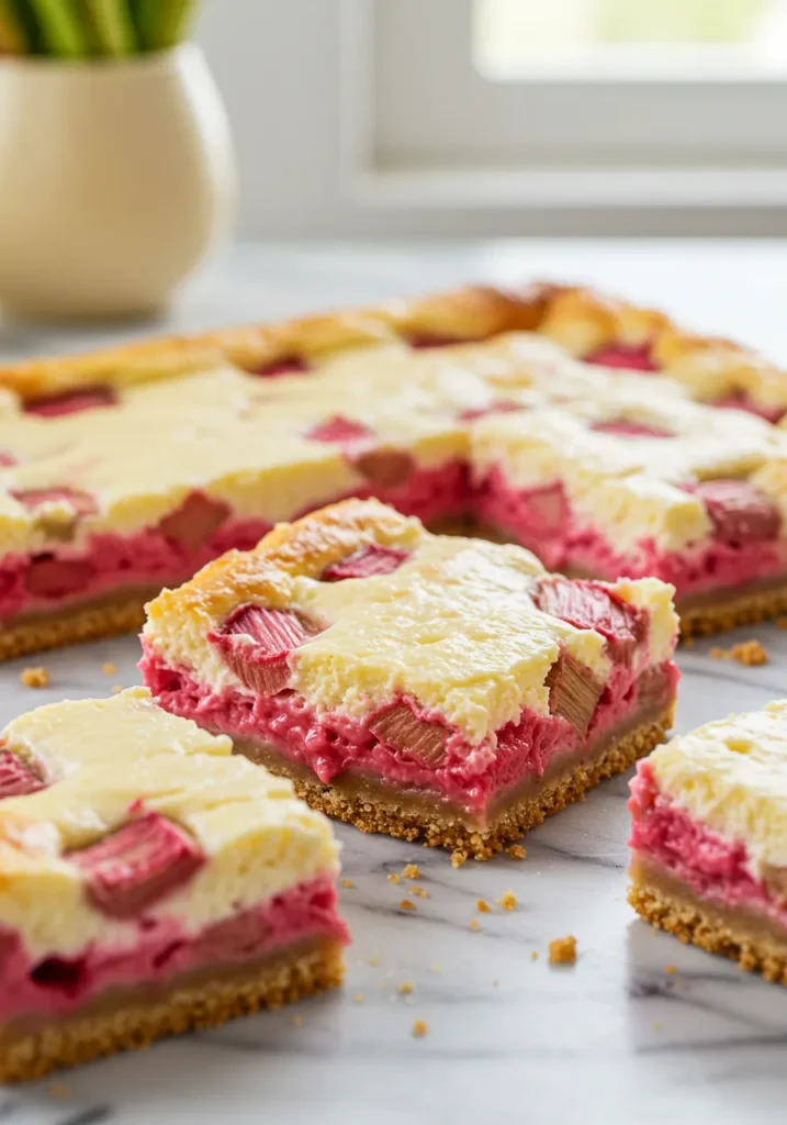 Creamy Rhubarb Cheesecake Bars