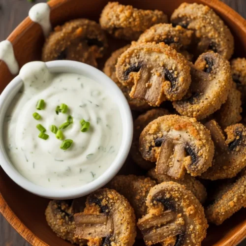 Fried Sliced Mushrooms with Ranch