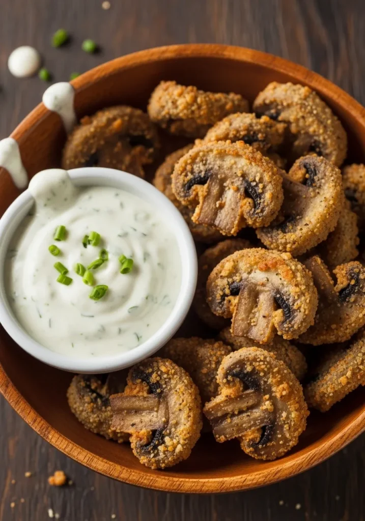 Fried Sliced Mushrooms with Ranch