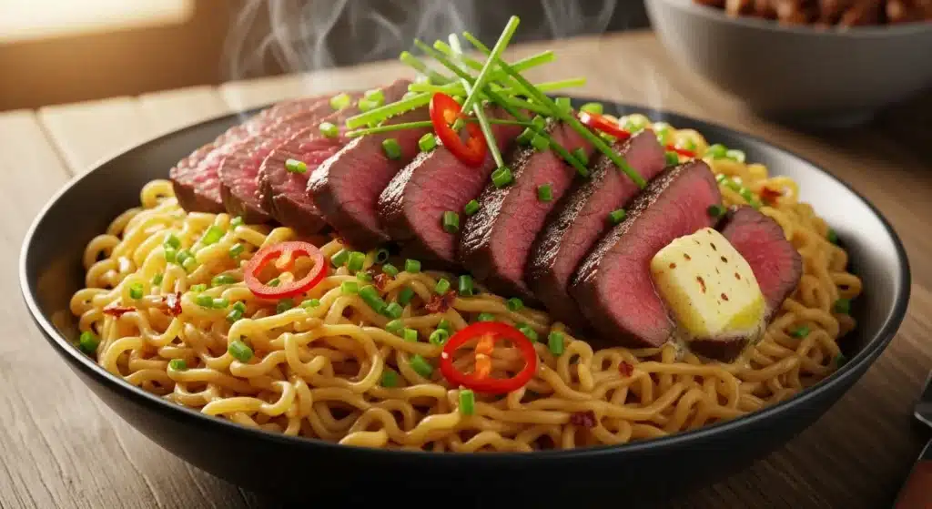 Garlic Butter Steak Lightning Noodles