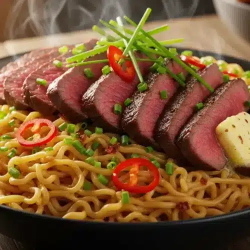 Garlic Butter Steak Lightning Noodles
