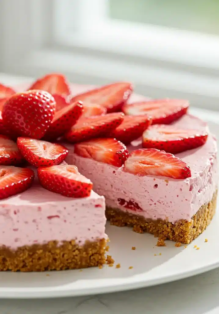 No-Bake Strawberry Crunch Cheesecake Recipe 