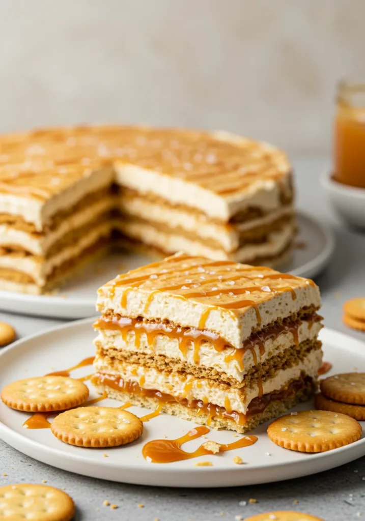 Ritz Cracker Salted Caramel Icebox Cake Recipe