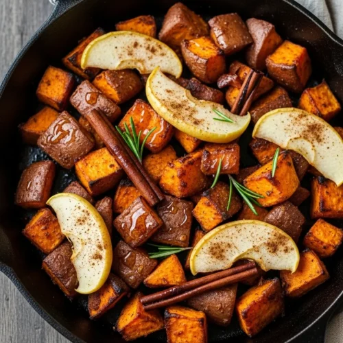 Roasted Apple Cinnamon Sweet Potatoes