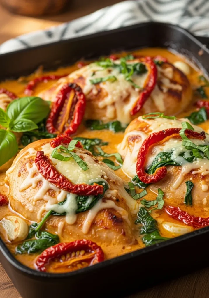 Smothered Baked Chicken with Sun Dried Tomatoes