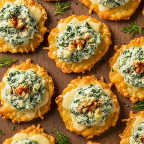 Spinach Dip Cheese Crisps
