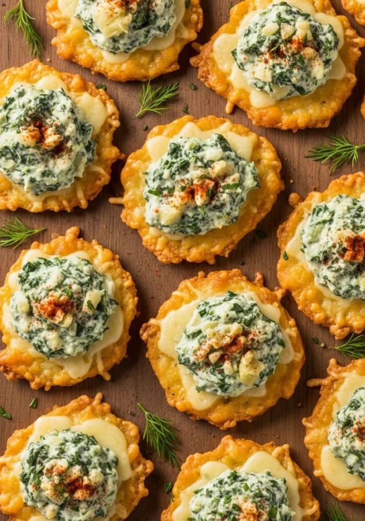 Spinach Dip Cheese Crisps