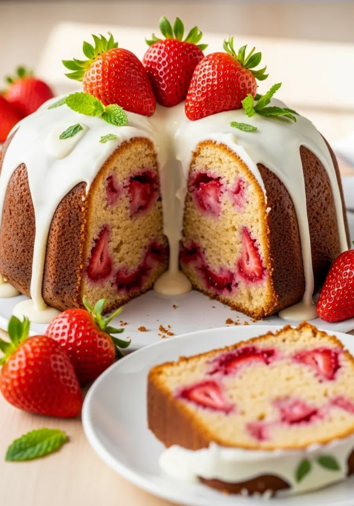 Strawberry Buttermilk Pound Cake