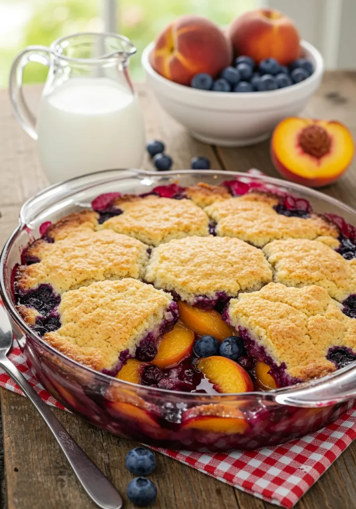 Summer Peach and Blueberry Cobbler Recipe 
