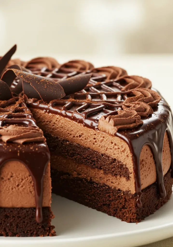 Triple Chocolate Mousse Cake Recipe