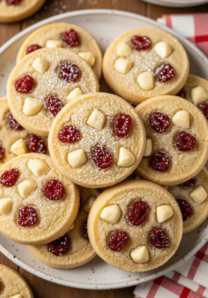 White Chocolate Cherry Shortbread Cookies