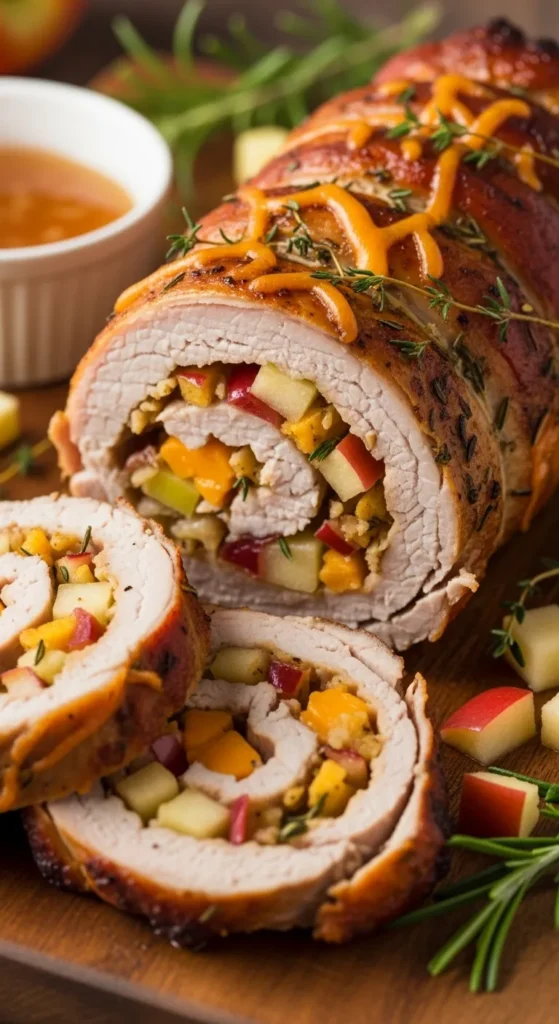 Apple and Cheddar Stuffed Pork Tenderloin