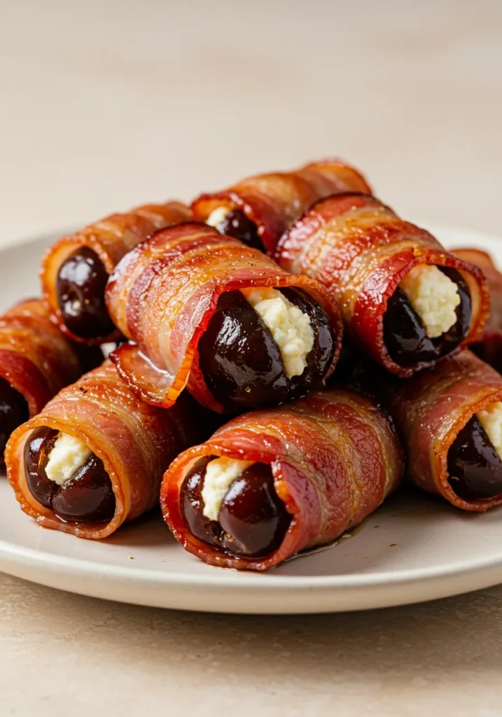 Bacon-Wrapped Dates Stuffed