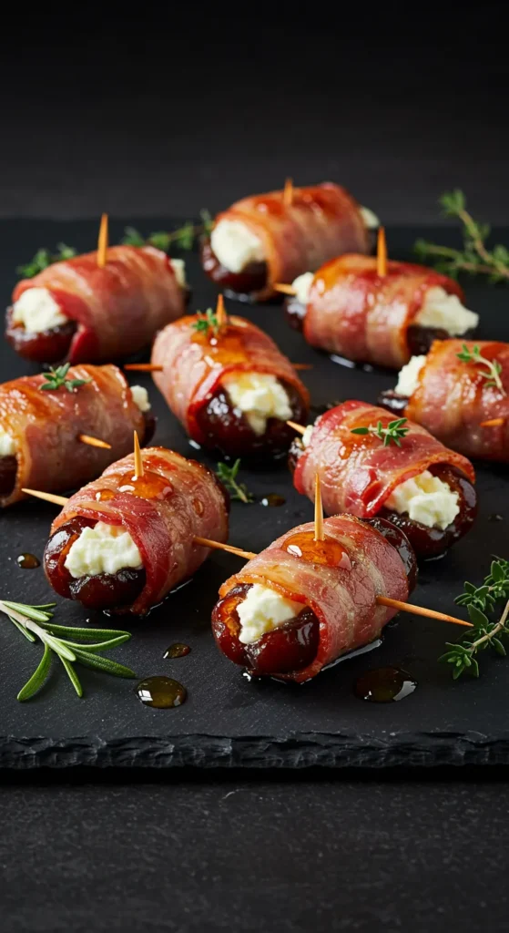 Bacon-Wrapped Dates with Goat Cheese