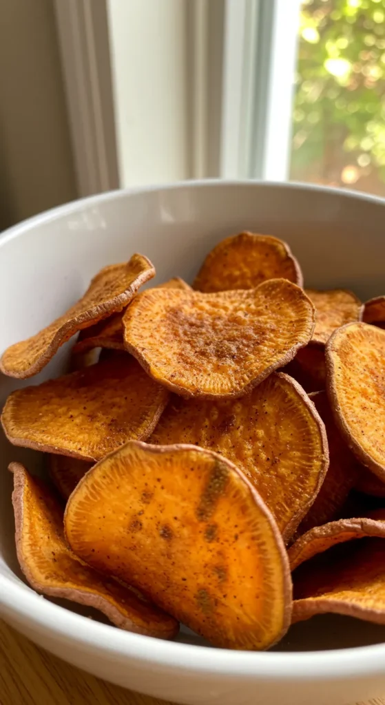 Baked Sweet Potato Chips with Cinnamon