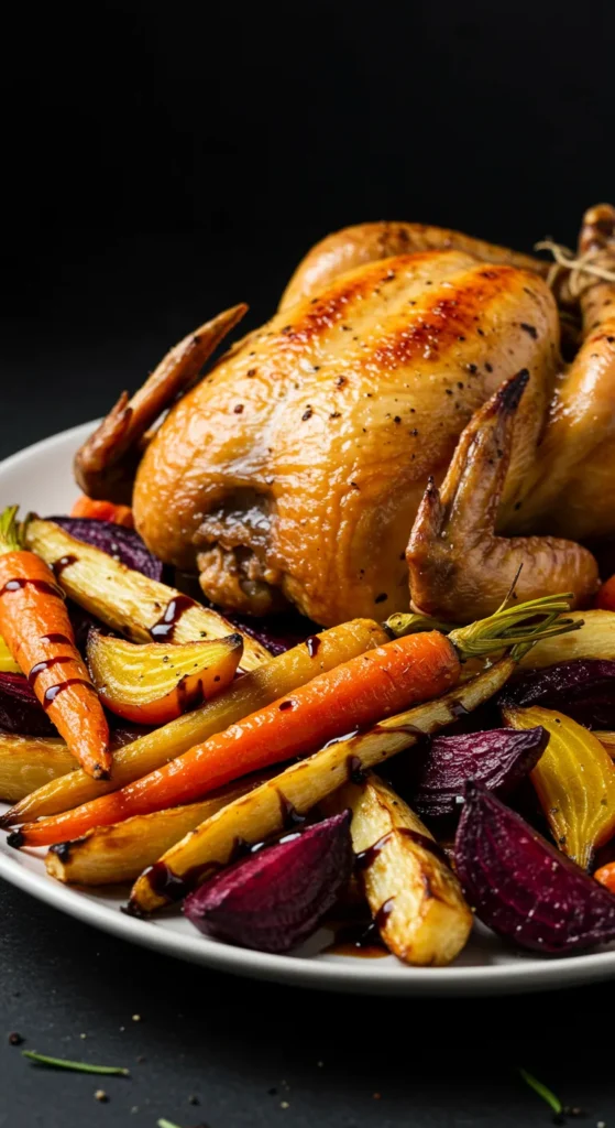 Balsamic Roasted Root Veggies with Chicken