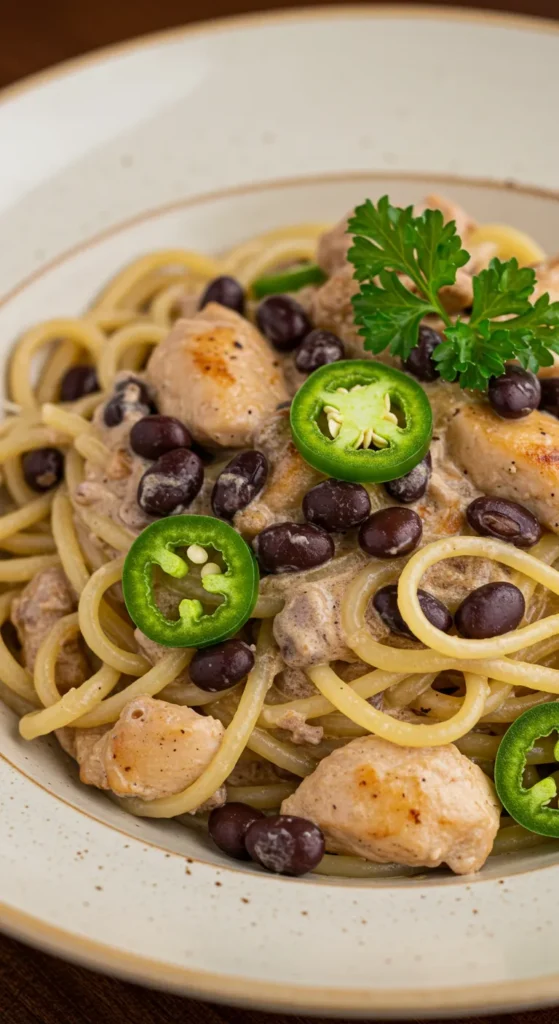 Black Bean and Jalapeño Chicken Alfredo