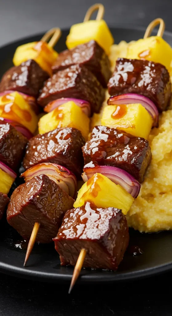 Bourbon Glazed Beef Kabobs