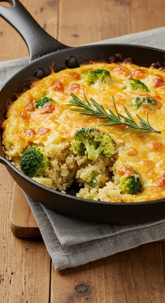 Broccoli Cheddar Quinoa Casserole