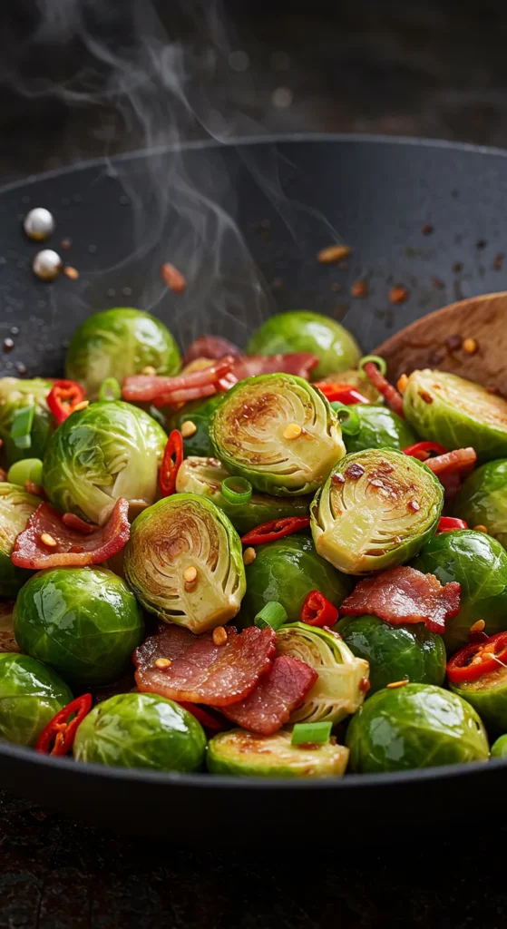 Brussels Sprouts and Bacon Stir-Fry