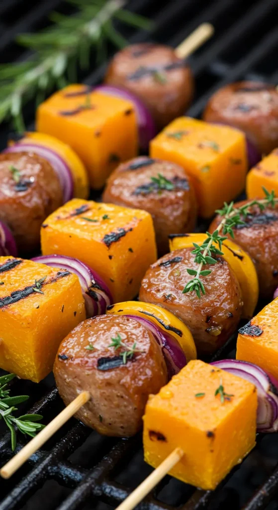 Butternut Squash & Sausage Kabobs
