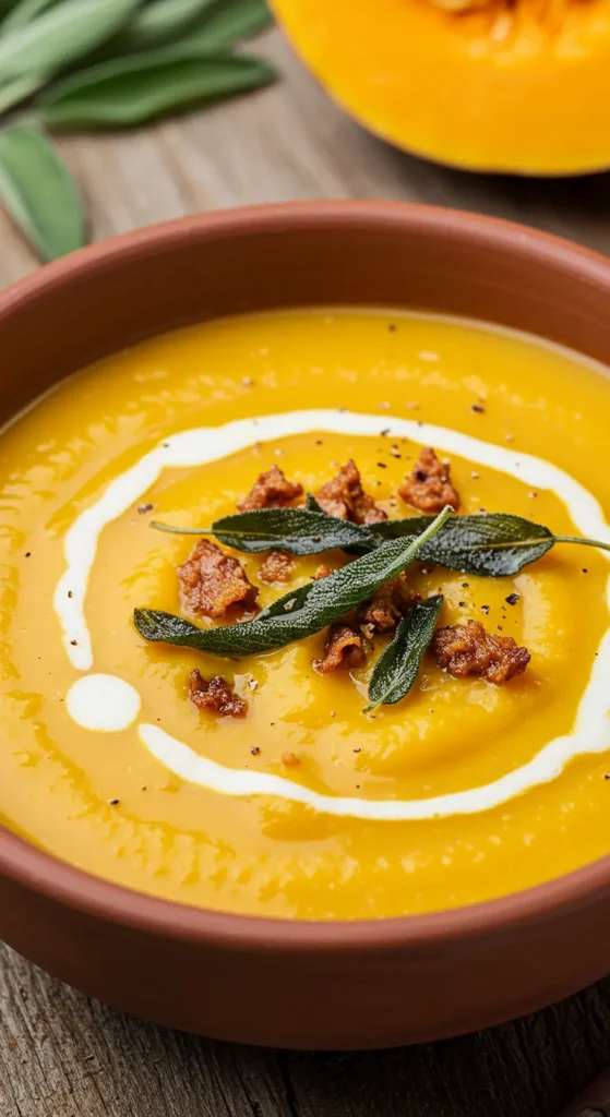 Butternut Squash Soup with Crispy Sage