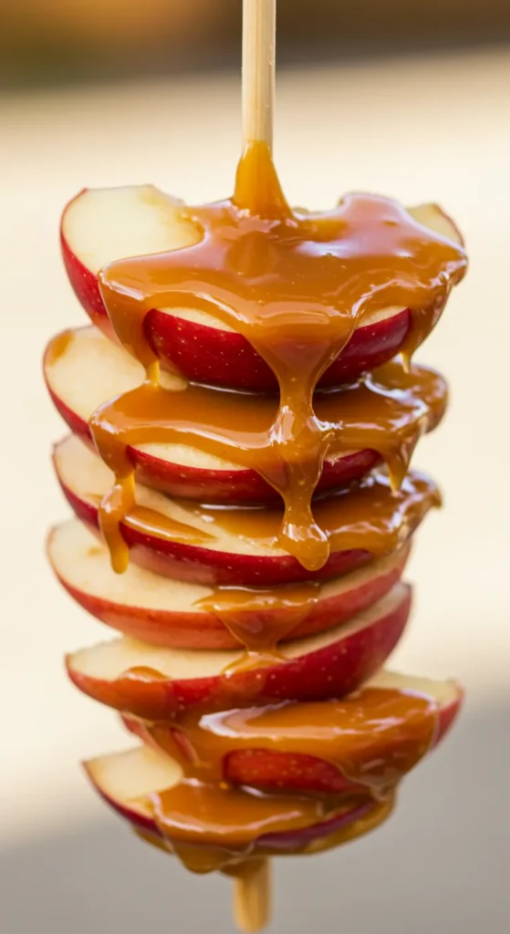 Caramel Apple Slices on a Stick