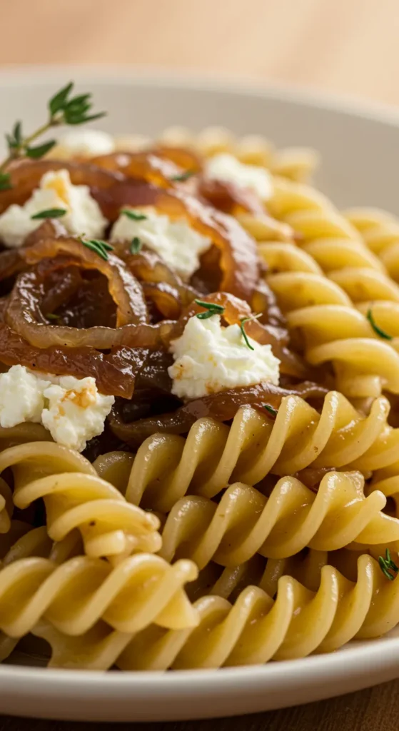 Caramelized Onion and Goat Cheese Fusilli