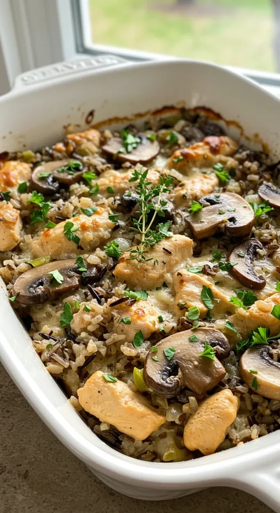 Chicken & Wild Rice Casserole with Mushrooms